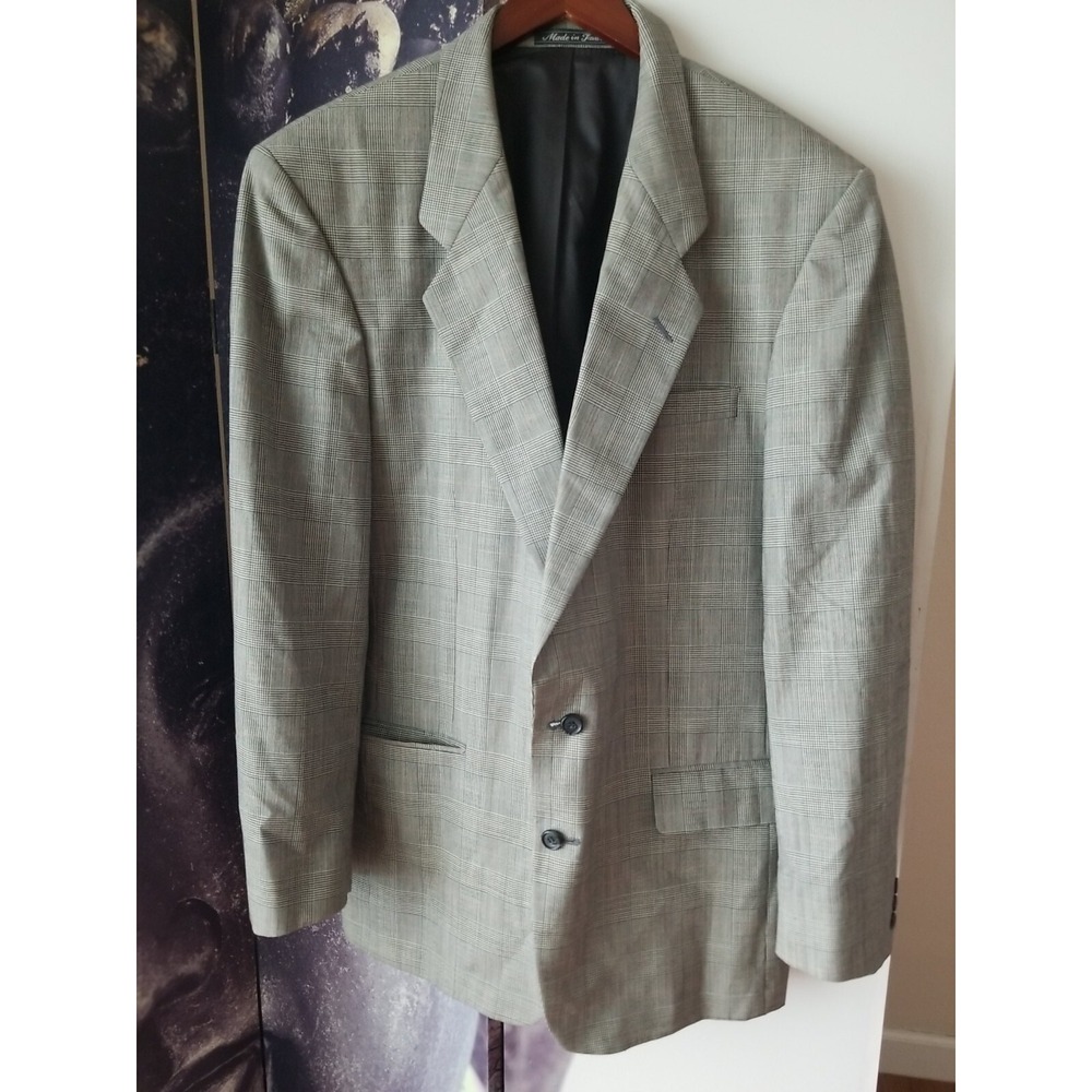 PIERRE BALMAIN Men's Single Breasted 2 Button Houndstooth Wool Blazer‎ 44 Long